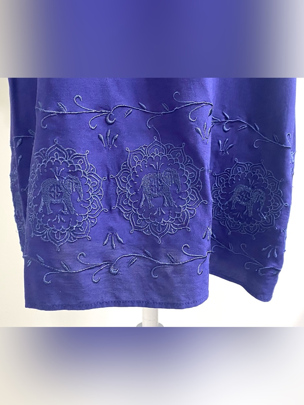 Simply Southern Womens L Navy Blue Embroidered Elephant Dress Coastal Preppy - Picture 6 of 13
